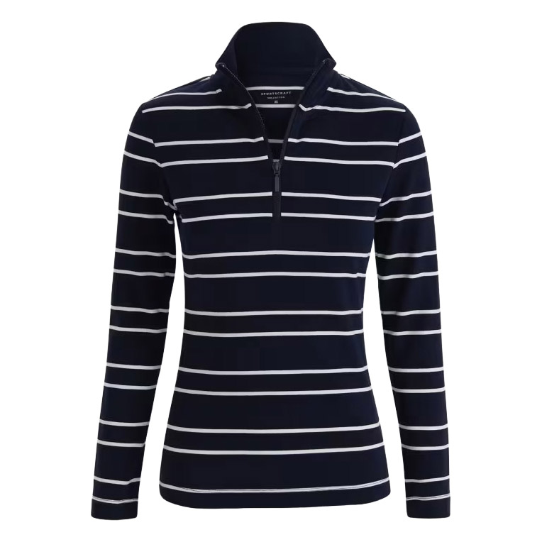 Sportscraft Lucy Stripe Zip Funnel Neck